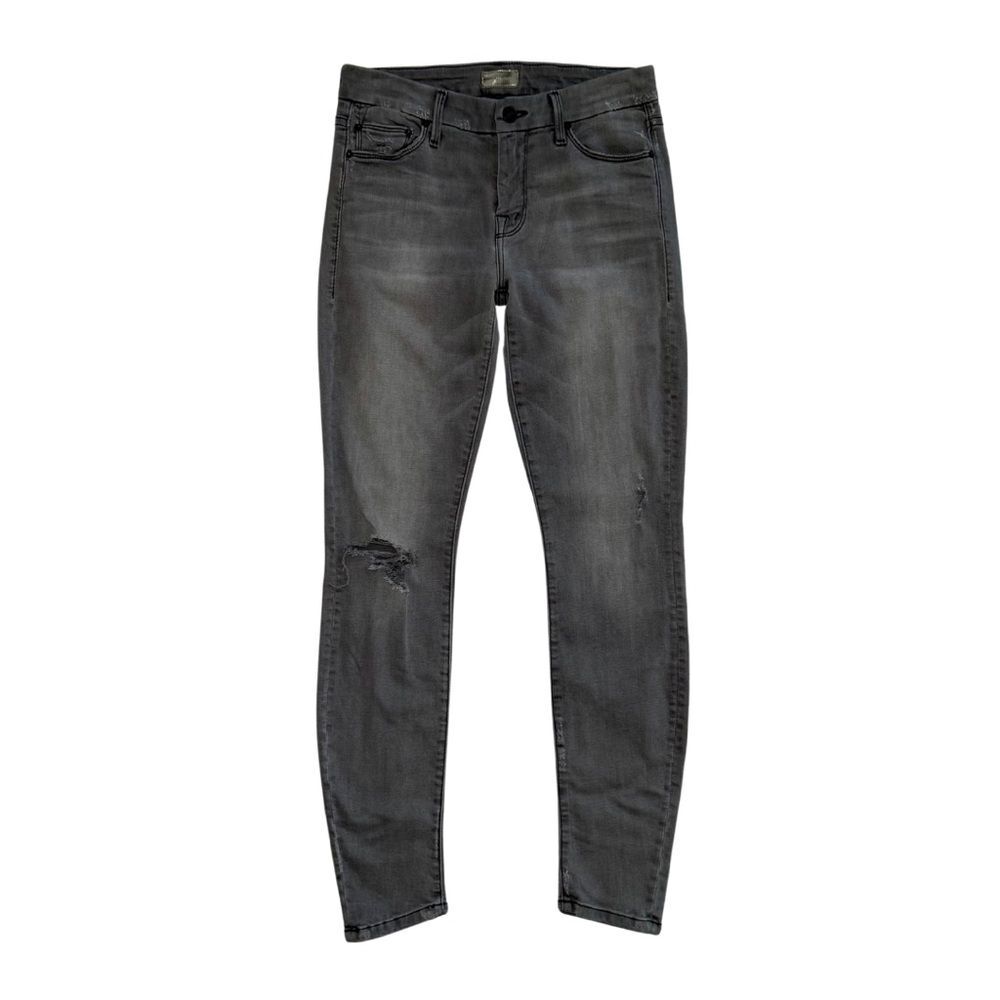 Mother Skinny Slim Leg Jeans Mid Rise Distressed Gray Faded 27